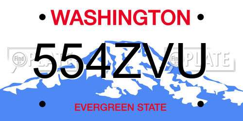 554ZVU Washington License Plate