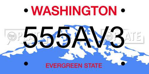 555AV3 Washington License Plate