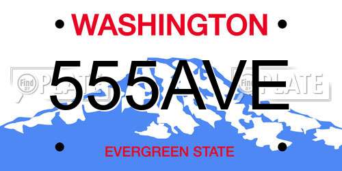 555AVE Washington License Plate
