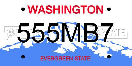 555MB7 Washington License Plate