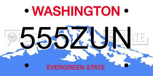 555ZUN Washington License Plate