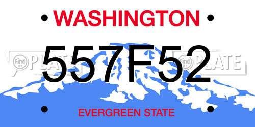 557F52 Washington License Plate