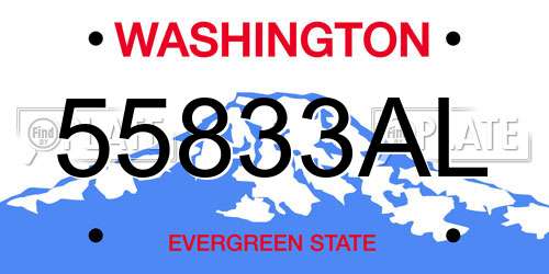 55833AL Washington License Plate