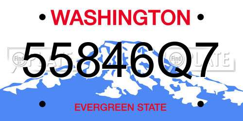 55846Q7 Washington License Plate