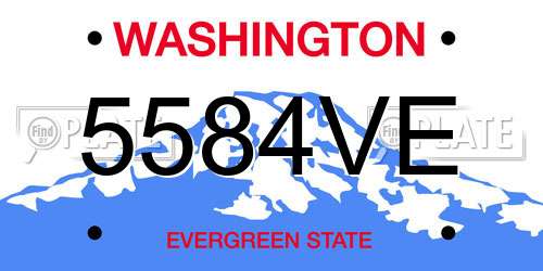 5584VE Washington License Plate