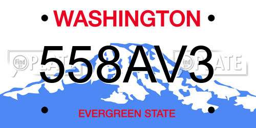 558AV3 Washington License Plate