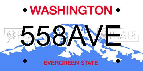 558AVE Washington License Plate