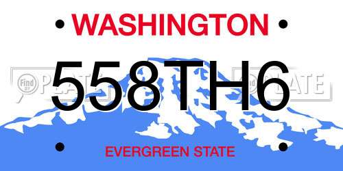 558TH6 Washington License Plate