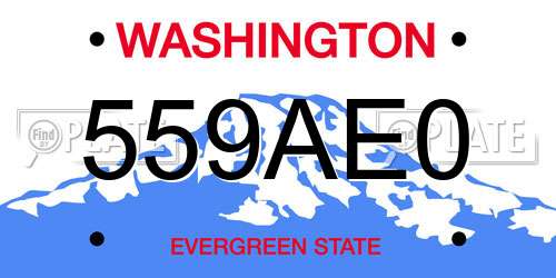 559AE0 Washington License Plate