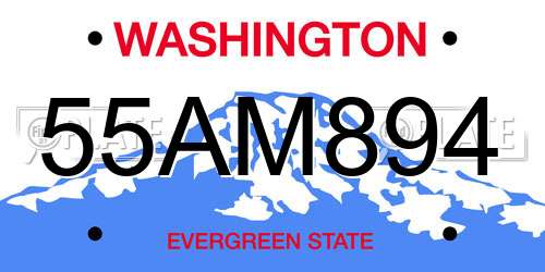 55AM894 Washington License Plate