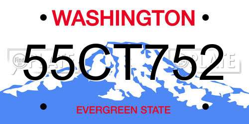 55CT752 Washington License Plate