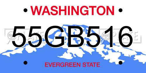 55GB516 Washington License Plate