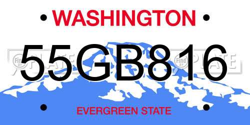 55GB816 Washington License Plate