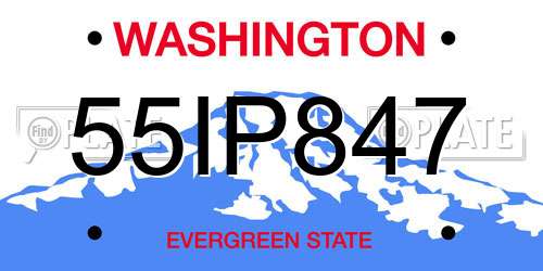 55IP847 Washington License Plate