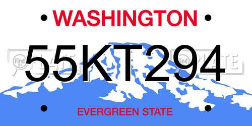55KT294 Washington License Plate