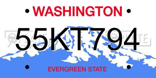 55KT794 Washington License Plate