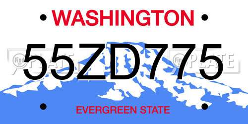 55ZD775 Washington License Plate