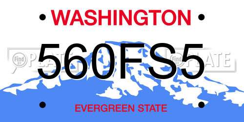560FS5 Washington License Plate