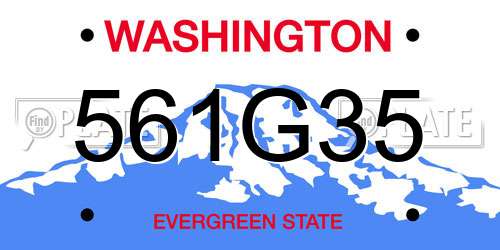 561G35 Washington License Plate