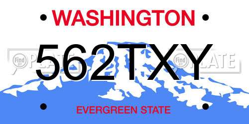 562TXY Washington License Plate