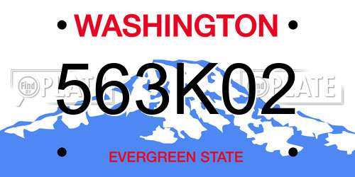 563K02 Washington License Plate