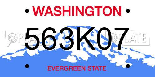 563K07 Washington License Plate