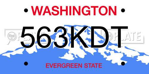 563KDT Washington License Plate