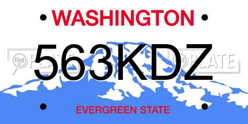 563KDZ Washington License Plate