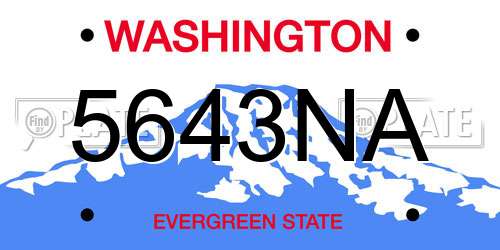 5643NA Washington License Plate