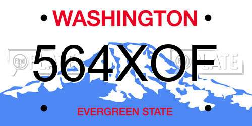 564XOF Washington License Plate