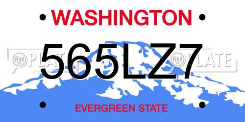 565LZ7 Washington License Plate