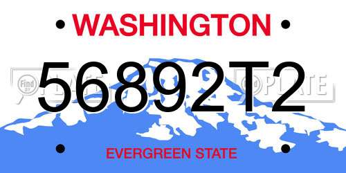 56892T2 Washington License Plate