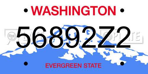 56892Z2 Washington License Plate
