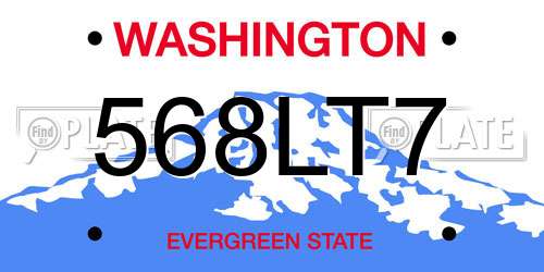 568LT7 Washington License Plate
