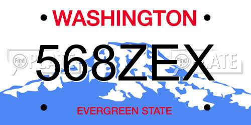 568ZEX Washington License Plate