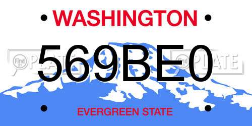 569BE0 Washington License Plate