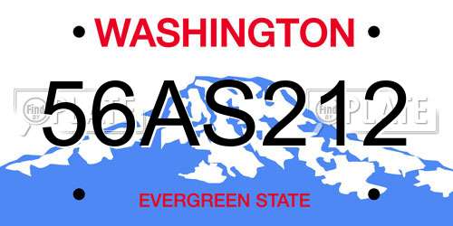 56AS212 Washington License Plate