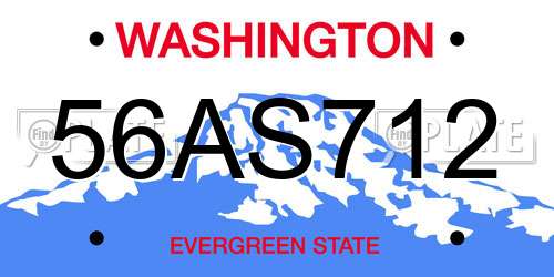 56AS712 Washington License Plate