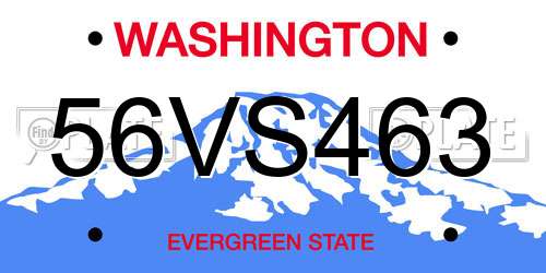 56VS463 Washington License Plate