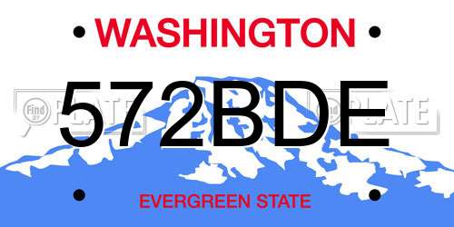 572BDE Washington License Plate