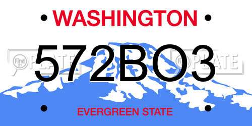 572BO3 Washington License Plate