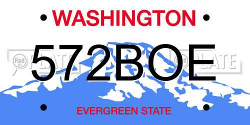 572BOE Washington License Plate
