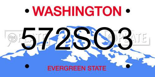 572SO3 Washington License Plate