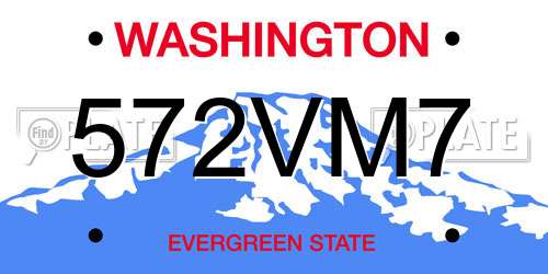 572VM7 Washington License Plate