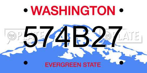 574B27 Washington License Plate