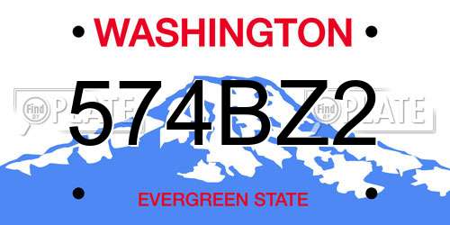574BZ2 Washington License Plate