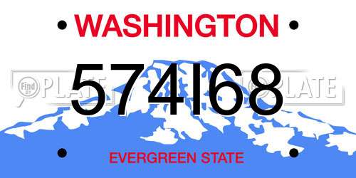 574I68 Washington License Plate