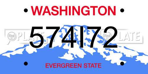 574I72 Washington License Plate
