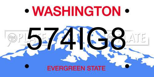 574IG8 Washington License Plate