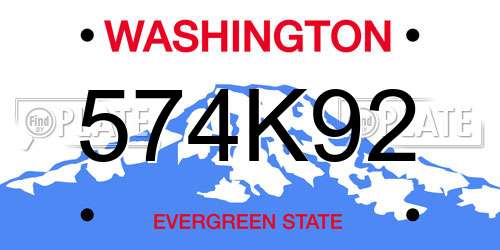 574K92 Washington License Plate